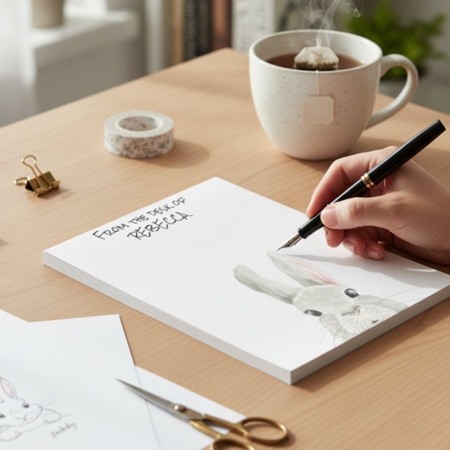 Peeking Bunny Rabbit Från den personliga skrivbord Anteckningsblock (Skapare uppladdad)