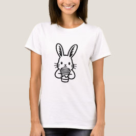 Peeking Bunny with Coffee Cup T Shirt