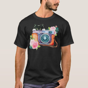 Peeking Cat Camera T Shirt