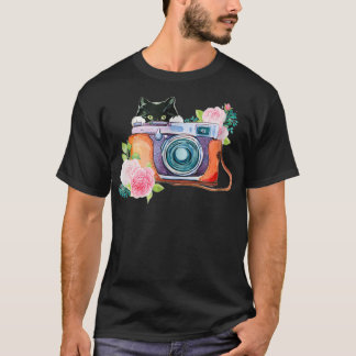 Peeking Cat Camera  T Shirt