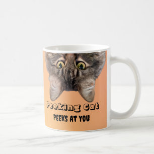Peeking Cat Peeks på dig, maine Coon-katt förebild Kaffemugg