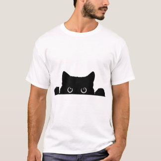 Peeking Cat Sticker T Shirt