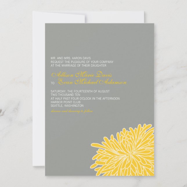 Peeking Chrysanthemum bröllopsinbjudning Inbjudningar (Framsida)