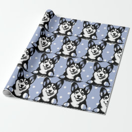 Peeking Corgi Blue Personlig Theme Presentpapper