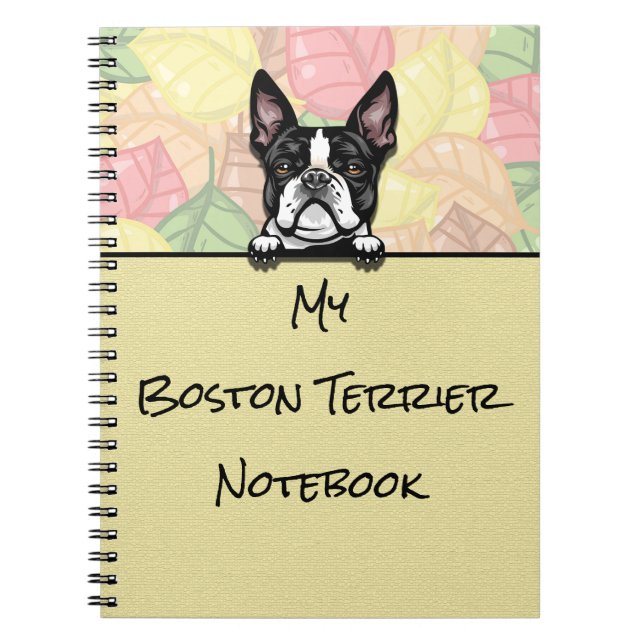 Peeking Cute Boston Terrier bärbar dator Anteckningsbok (Framsidan)