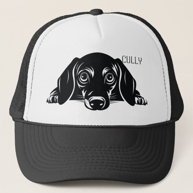 Peeking Dachshund Hund. Anpassa Keps (Framsida)
