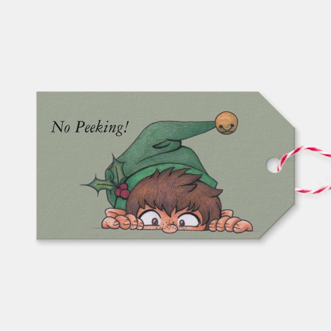 Peeking Elf Presentetikett (Framsidan (Horizontal))