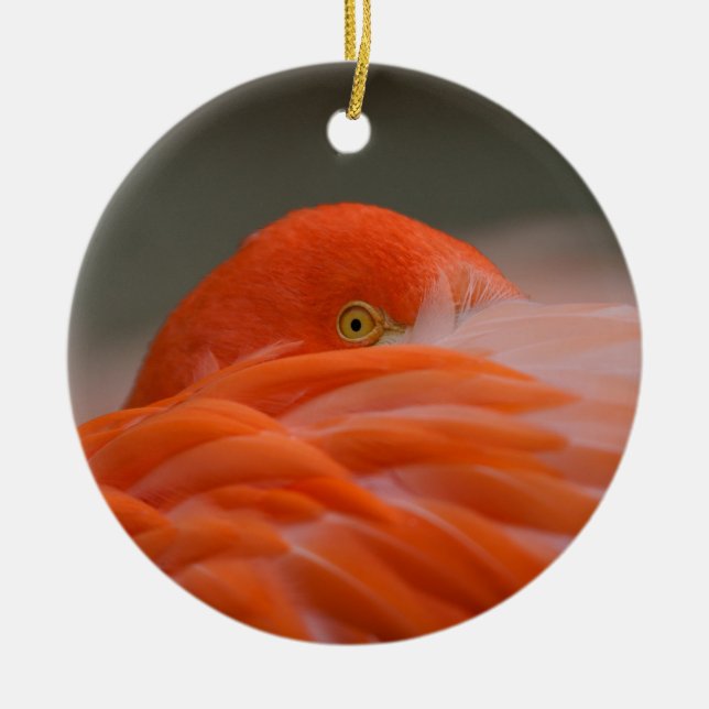 Peeking Flamingo Julgransprydnad Keramik (Framsidan)