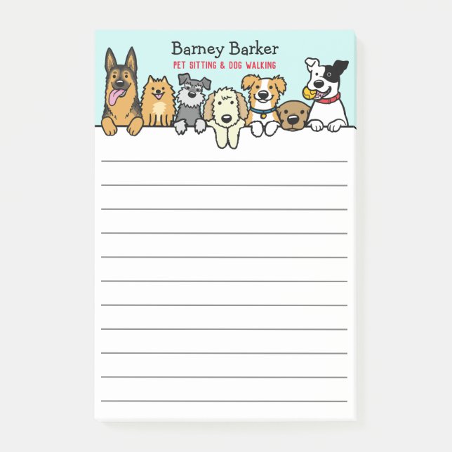 Peeking Hundar Personlig Pet Sitter Cute Post-it Block (Framsida)