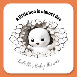 Peeking Little Boo Ghost Baby Shower Papper Underl Underlägg Papper Kvadrat
