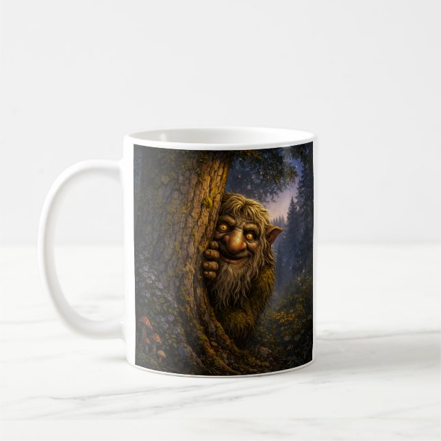 Peeking Norwegian Troll, Coffee Mug Kaffemugg (Vänster)