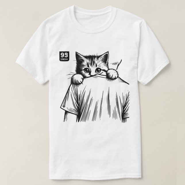 Peeking Pawfect: Sneaky Cat Sketch Tee (Design framsida)