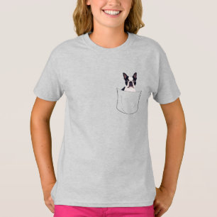 Peeking Pocket Pet - Boston Terrier Hund T Shirt