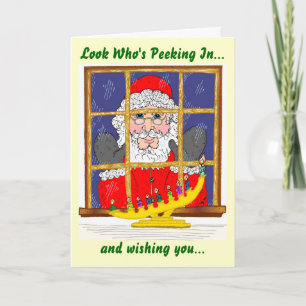 Peeking Santa Helgdag Card Helgkort