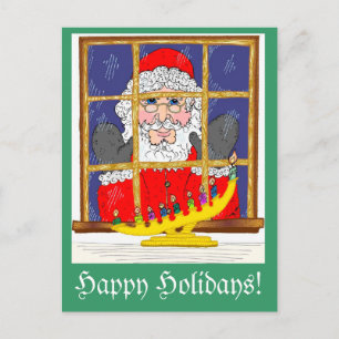 Peeking Santa Postcard Helg Vykort