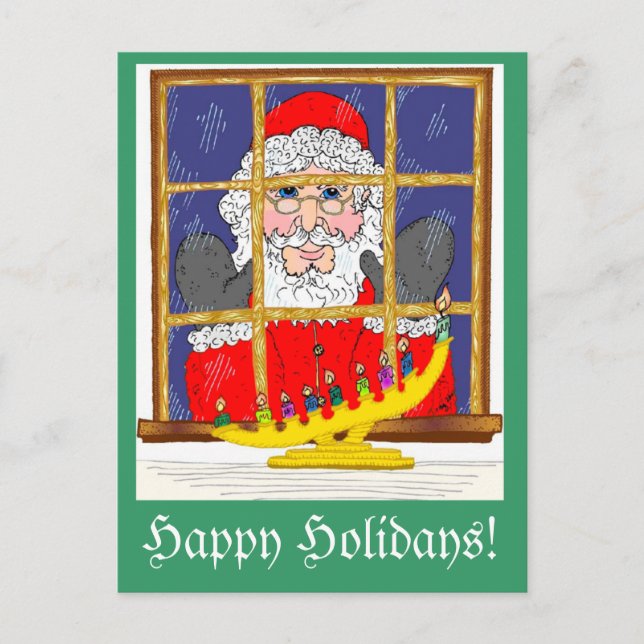 Peeking Santa Postcard Helg Vykort (Framsida)