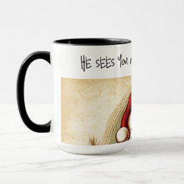 Peeking Santa See's Sleeping jul Coffee Mugg