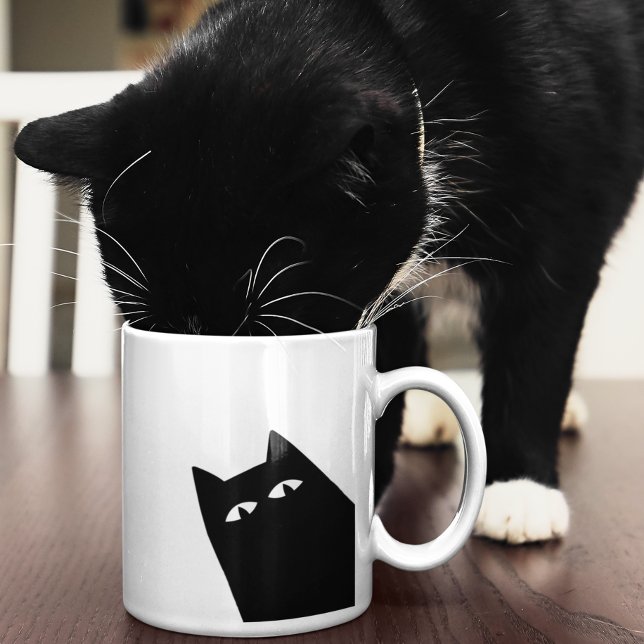 Peeking Sneaky Cat Kaffemugg (Skapare uppladdad)
