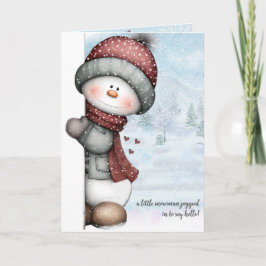 Peeking Snowman Thinking of You Winter Hugs Kort