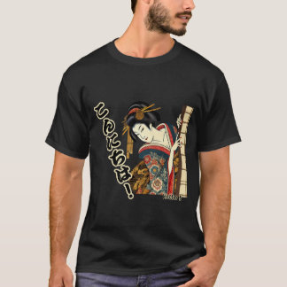 Peeking Ukiyo-e geisha - Konnichiwa! T Shirt