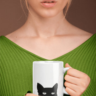 PEEKING UP BLACK CAT COFFEE MUG KAFFEMUGG