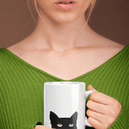 PEEKING UP BLACK CAT COFFEE MUG KAFFEMUGG