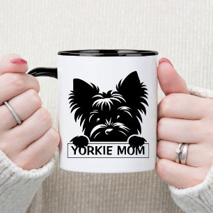 Peeking Yorkie Black Silhouette Yorkie Mamma Mugg
