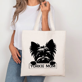 Peeking Yorkie Black Silhouette Yorkie Mamma Tygkasse