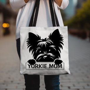 Peeking Yorkie Black Silhouette Yorkie Mamma Tygkasse