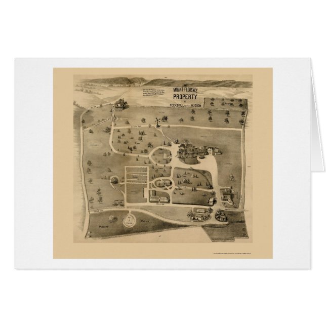 Peekskill på Hudsonen, panorama- karta för NY - Hälsningskort (Framsidan Horizontal)