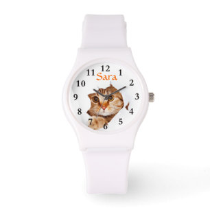 Peekting Cat on Sporty White Silicon Wrist Watch Armbandsur