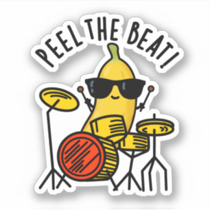 Peel Beat Funny Banana Drummer Pun Klistermärken