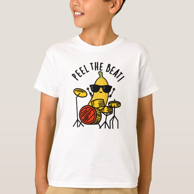 Peel Beat Funny Banana Drummer Pun T Shirt (Framsida)