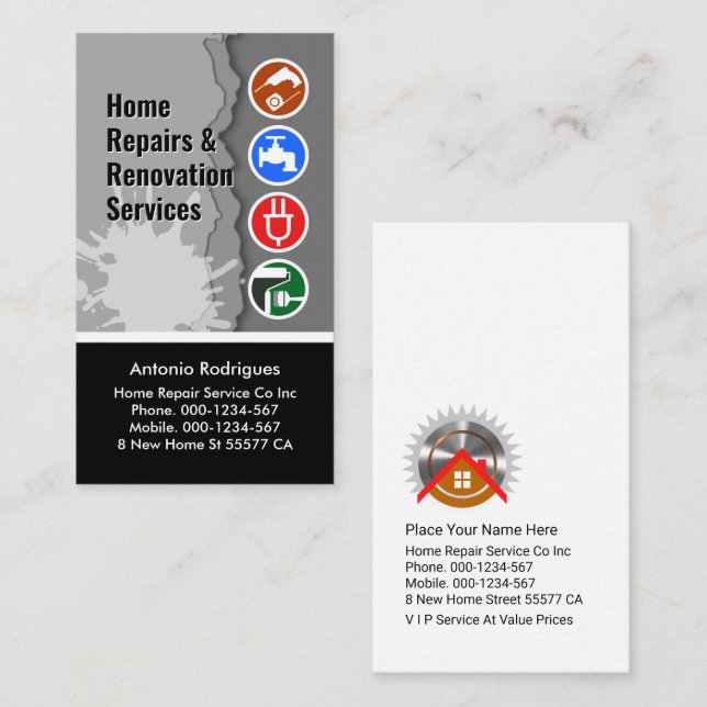 Peeling Wall Paint Handyman Visitkort (Fram/baksida)