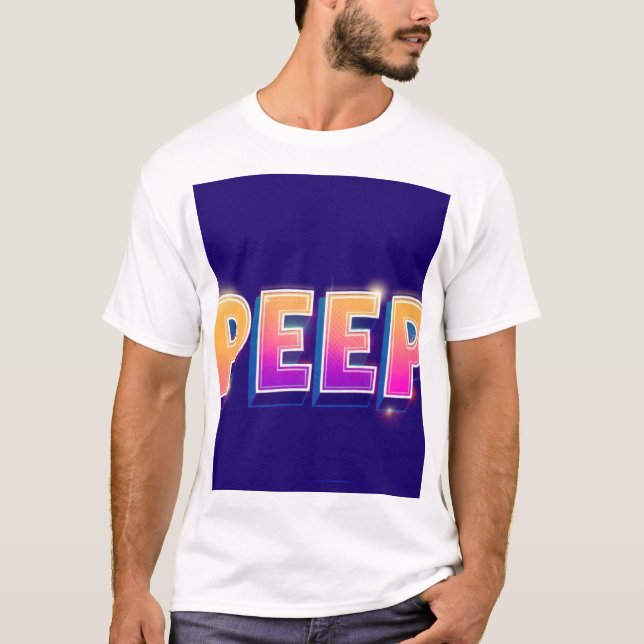 PEEP Neon Gradient T-Shirt | Retro 80s Synthwave T (Framsida)
