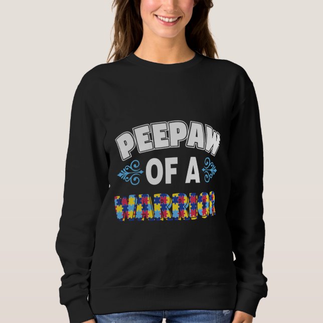Peepaw of a Warrior Autism Awareness T Shirt (Framsida)