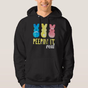 Peepin it Real Shirt Glad påsk Bunny Egg Hunt Hoodie