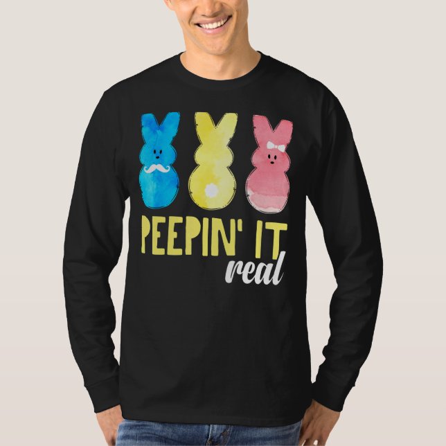 Peepin it Real Shirt Glad påsk Bunny Egg Hunt T Shirt (Framsida)