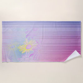 Peeping Sunblommor Beach Towel