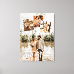 PeFOTO Collage med skrivet Bröllop-skript Canvastryck