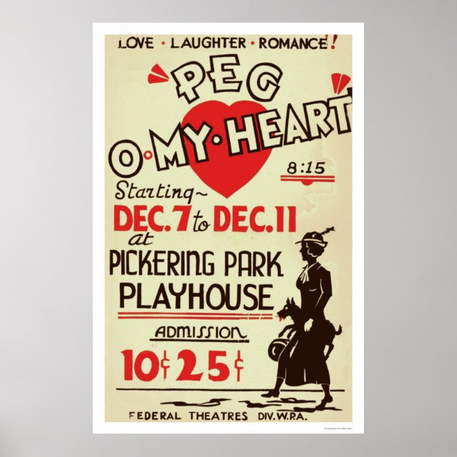 Peg Omy Heart Drama 1940 WPA Poster (Framsidan)