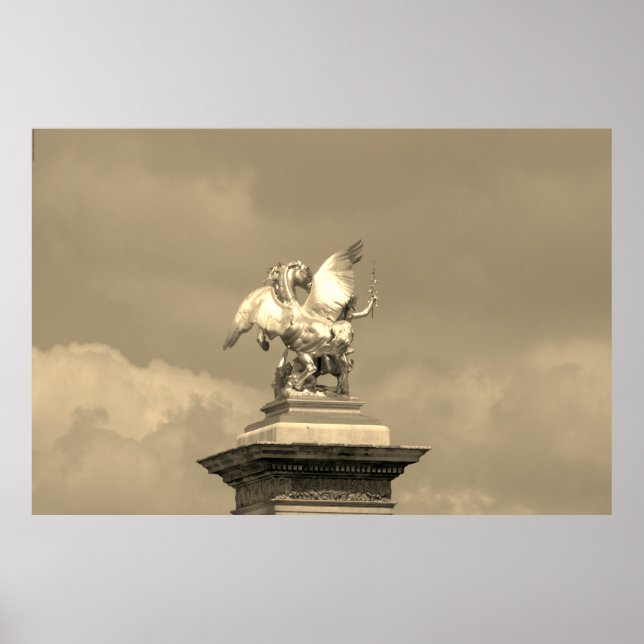 Pegasus - bronze statue Paris - Emmanuel Frémiet Poster (Framsidan)