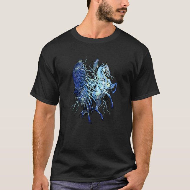 Pegasus Enhörningar Hästar Blixt Pegasos Flickor C T Shirt (Framsida)