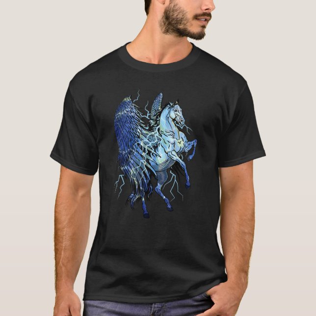 Pegasus Enhörningar Hästar Blixt Pegasos Flickor C T Shirt (Framsida)