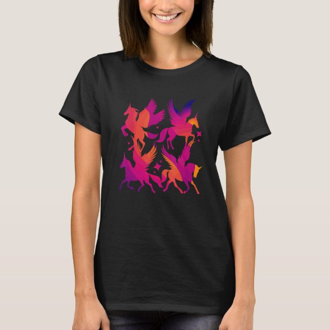 Pegasus Enhörningar Hästar Mythiska Varelser Pegas T Shirt (Framsida)