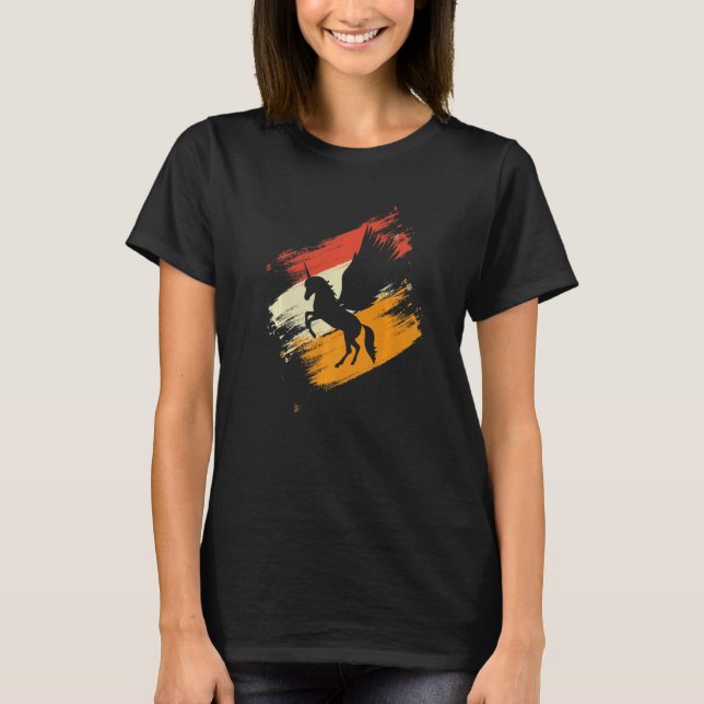 Pegasus Enhörningar Hästar Retro Pegasos Flickor B T Shirt (Framsida)