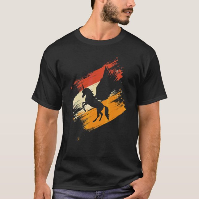 Pegasus Enhörningar Hästar Retro Pegasos Flickor B T Shirt (Framsida)