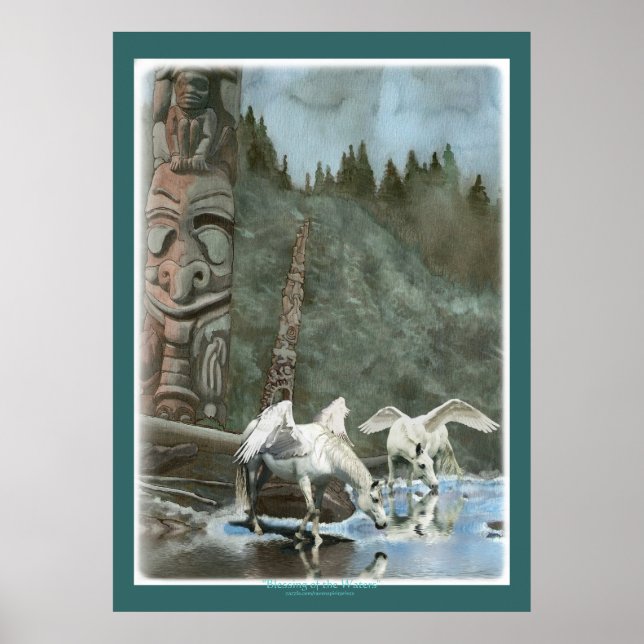 PEGASUS & för bok för fantasi för TOTEMPOLER Poster (Framsidan)