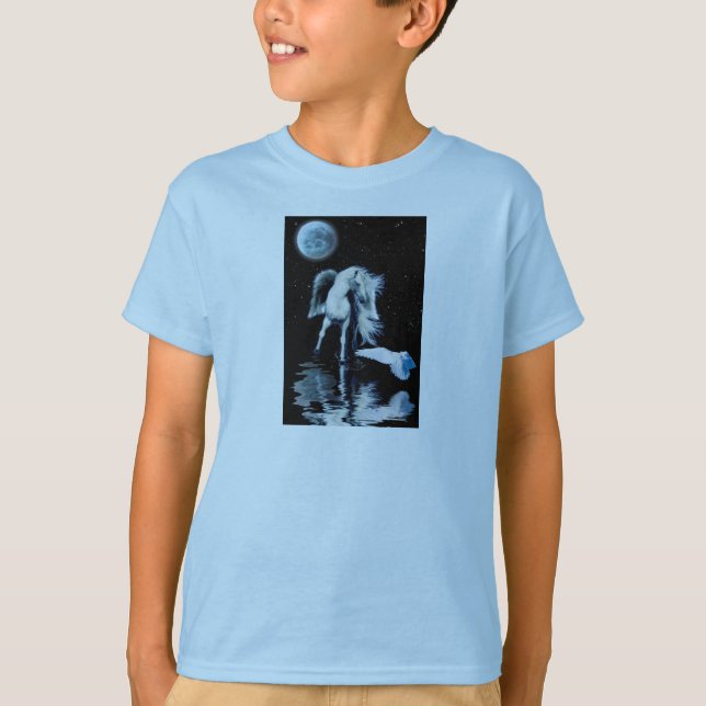 PEGASUS & för VIT KORPSVART samling T Shirt (Framsida)