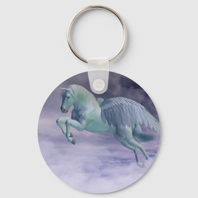 Pegasus Galloping genom Storm Clouds Nyckelring (Framsida)